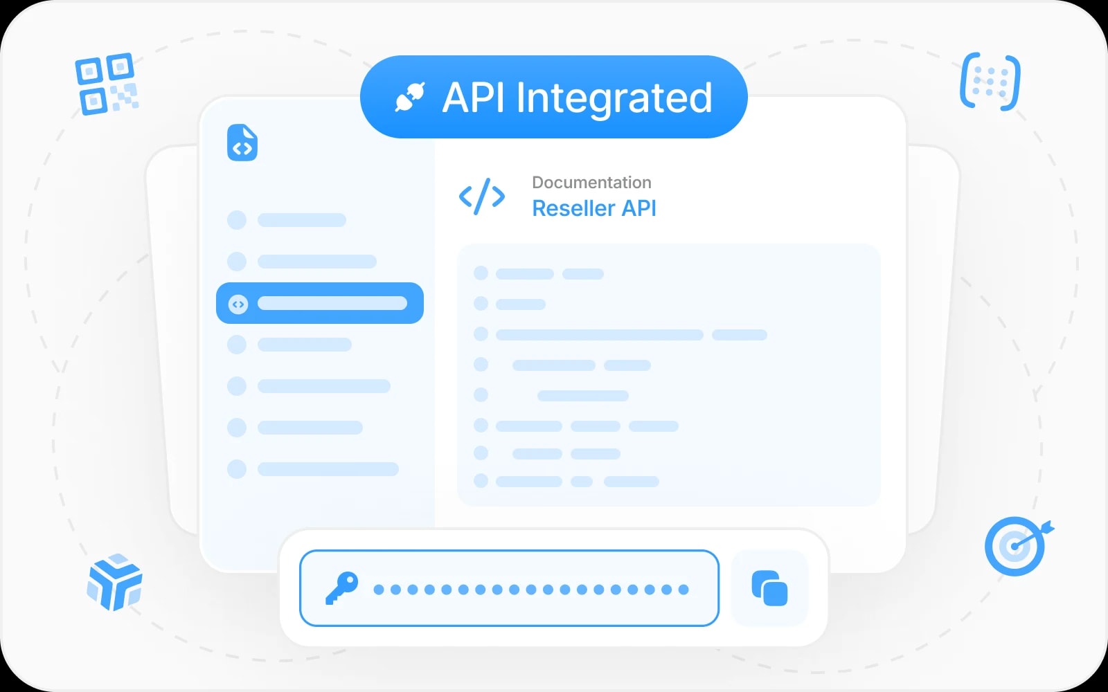 Reseller API documentation alongside a generated API key